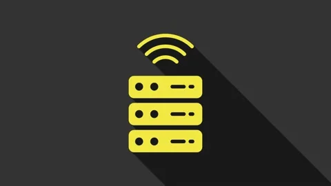 Yellow Smart Server, Data, Web Hosting icon isolated on grey background Stock Footage 147702710