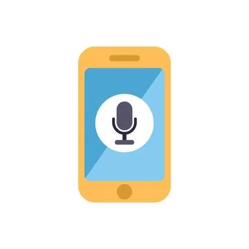 Yellow smartphone displaying microphone icon for voice recording application Stock Illustration