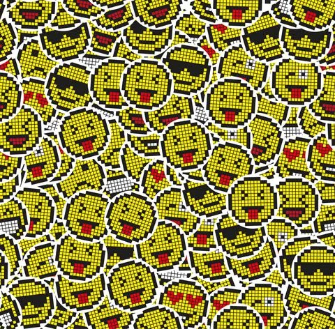 Yellow Smile Face Seamless Pattern. Vector Background Stock Illustration