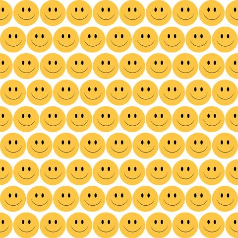 Yellow Smiley Face Seamless Vector Pattern. Illustrazione stock