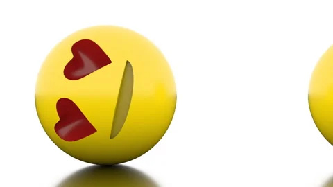 A yellow smiley rolls out of the right side of the screen, stops in front of the Stock Footage 128371952