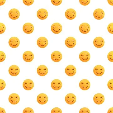 Yellow smiling emoji faces creating a happy seamless pattern 스톡 일러스트
