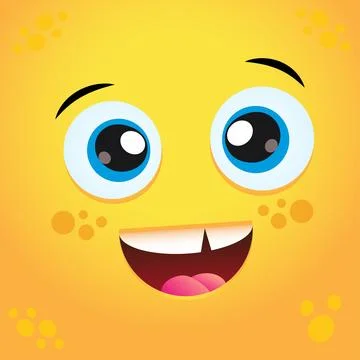 Yellow smiling face, yellow square toy icon, Simple emotion happy face icon. Ilustración de archivo