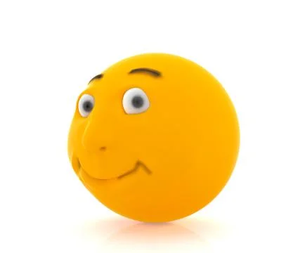 Yellow smiling round face, 3D rendering Stock Illustration