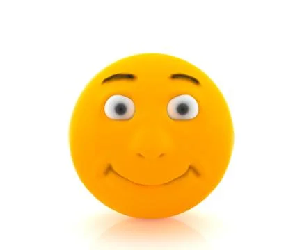 Yellow smiling round face, 3D rendering Stock Illustration