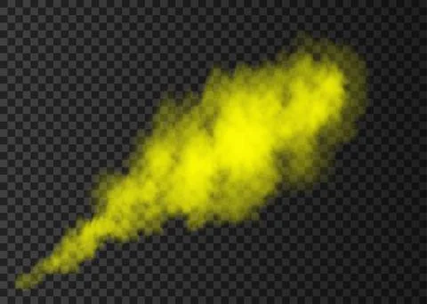 Yellow smoke explosion special effect  isolated on transparent background. Stock Illustration
