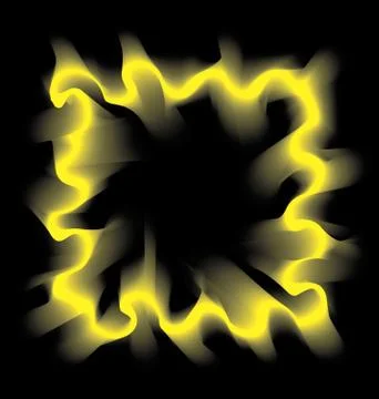 Yellow smoke frame on black background Stock Illustration