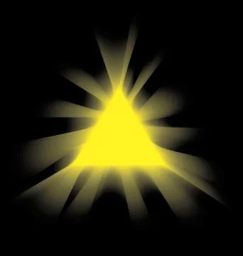 Yellow smoke triangle on a black background Stock Illustration