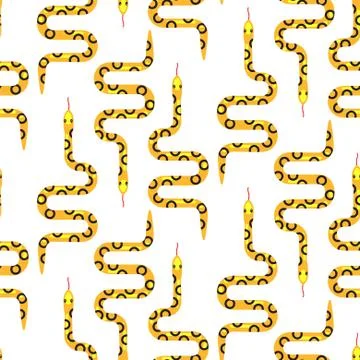 Yellow snake on white seamless pattern vector Illustrazione stock