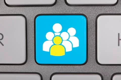 Yellow Social Networking on Keyboard Stock Illustration