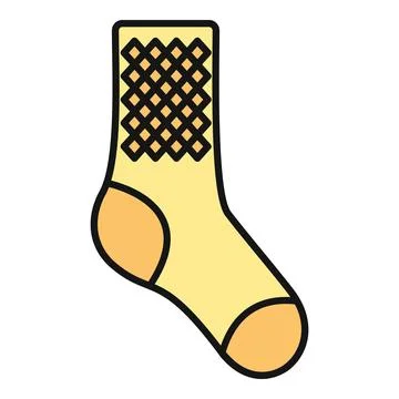 Yellow sock icon with geometric argyle pattern design Illustrazione stock