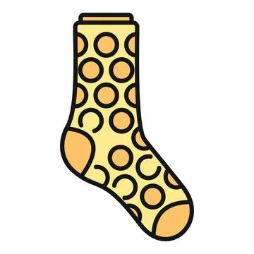 Yellow sock with orange polka dot pattern Stock Illustration