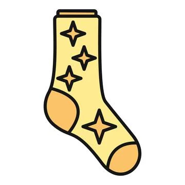 Yellow sock with star pattern flat illustration Stock Illustration