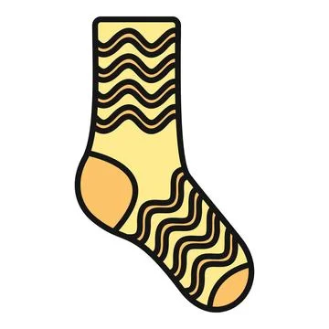 Yellow sock with wavy lines vector illustration Stockillustratie