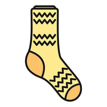 Yellow sock with zig zag pattern wearing apparel accessory イラスト素材