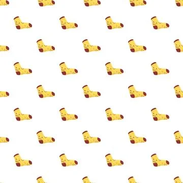 Yellow socks with smiling face seamless pattern Stock Illustration