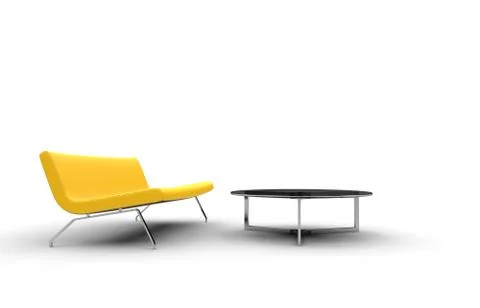 Yellow Sofa With Coffee Table Stock Illustration