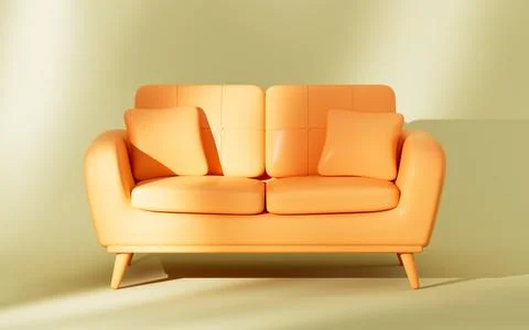 Yellow sofa model, 3d rendering. Stock Illustration