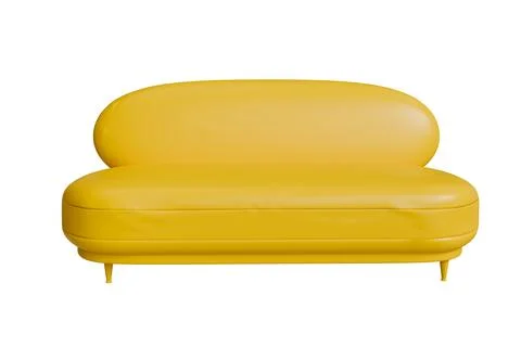 Yellow sofa, modern style sofa in living room, interior furniture, 3D rende.. Stock Illustration