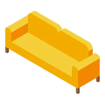 Yellow sofa representing comfort and relaxation in isometric view Stock Illustration