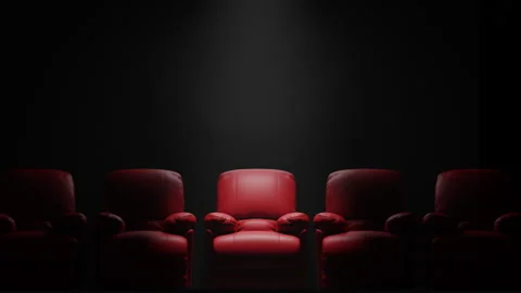 Yellow sofa Seat in front of black wall with spotlight Stock Footage 271193126