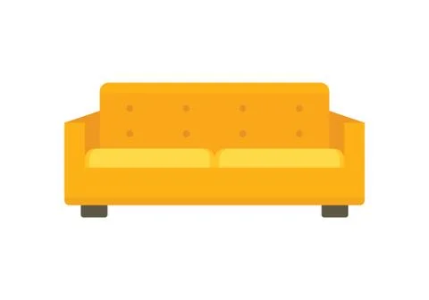 Yellow soft sofa icon in flat style Stock Illustration