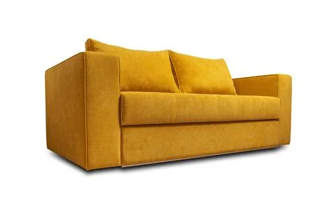 Yellow soft sofa isolated on white background. Stock Photos