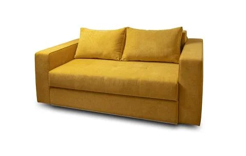 Yellow soft sofa isolated on white background. Stock Photos