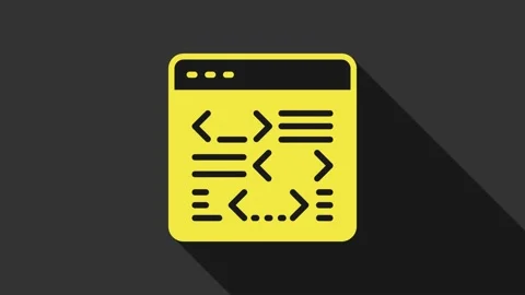 Yellow Software, web developer programming code icon isolated on grey background Stock Footage 155482315