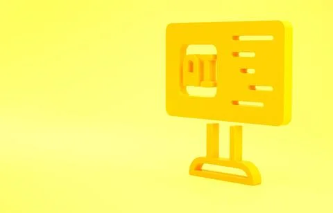 Yellow Software, web developer programming code icon isolated on yellow backg Stock Illustration