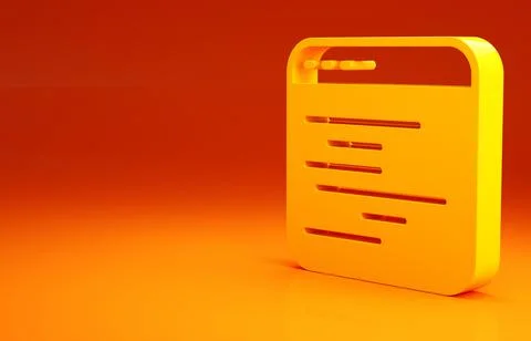 Yellow Software, web developer programming code icon isolated on orange backg Stock Illustration