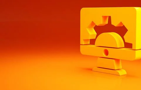 Yellow Software, web development, programming concept icon isolated on orange Stock Illustration