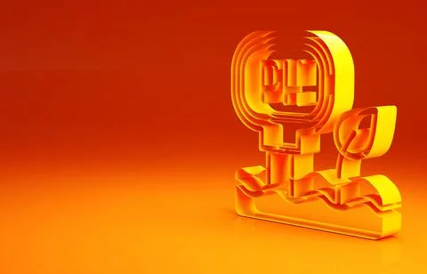 Yellow Soil ph testing icon isolated on orange background. PH earth test. Min Illustrazione stock