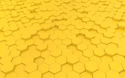 Yellow solid background of geometric hexagons. Stock Illustration
