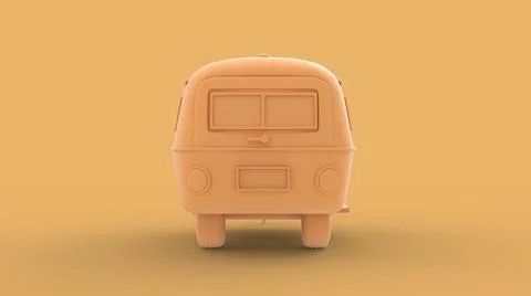 Yellow solid camper old vintage trailer 3d model isolated on background left  Stock Illustration