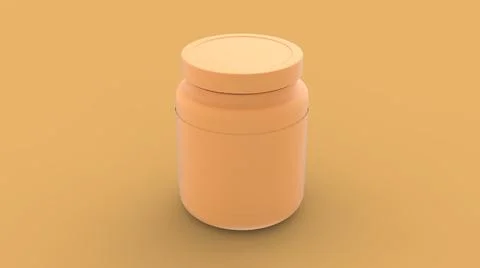 Yellow solid plastic medicine bottle with rectangle label for vitamin, tablet Stock Illustration