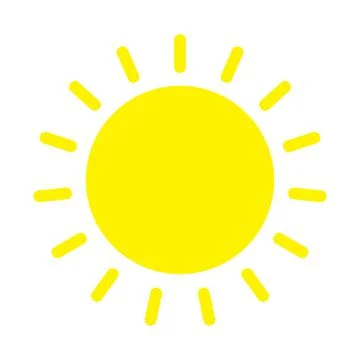 Yellow solid vector sun icon isolated on white background 스톡 일러스트