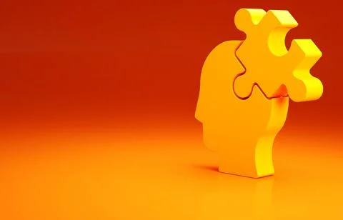 Yellow Solution to the problem in psychology icon isolated on orange backgrou Stock Illustration