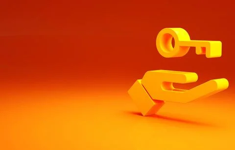 Yellow Solution to the problem in psychology icon isolated on orange backgrou 스톡 일러스트