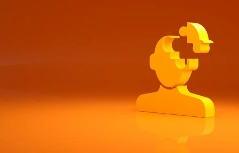 Yellow Solution to the problem in psychology icon isolated on orange background Illustrazione stock