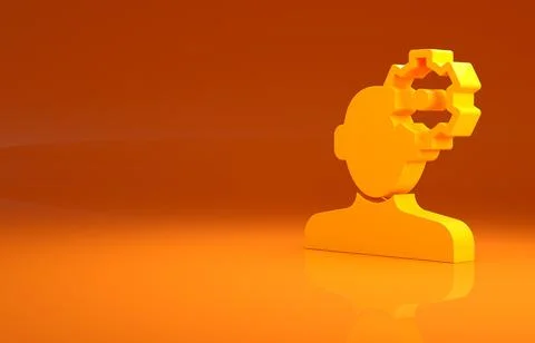 Yellow Solution to the problem in psychology icon isolated on orange background Illustrazione stock