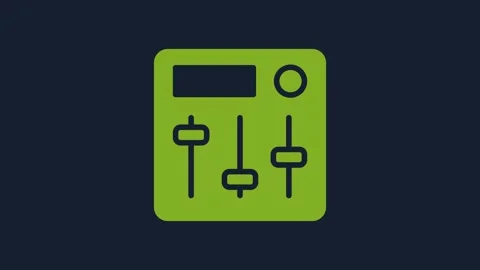 Yellow Sound mixer controller icon isolated on blue background. Dj equipment Video stock 232258044