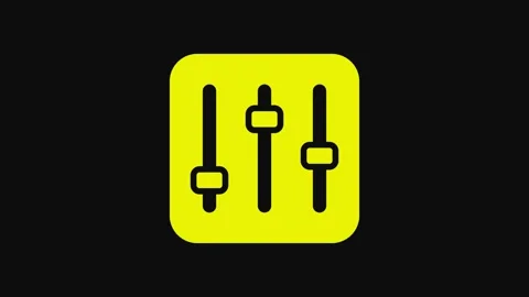 Yellow Sound mixer controller icon isolated on black background. Dj equipment Stock Footage 233061667