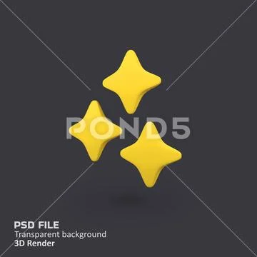 Yellow sparkle isolated 3d render icon illustration PSD Template