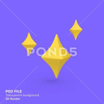 Yellow sparkle isolated 3d render icon illustration PSD Template