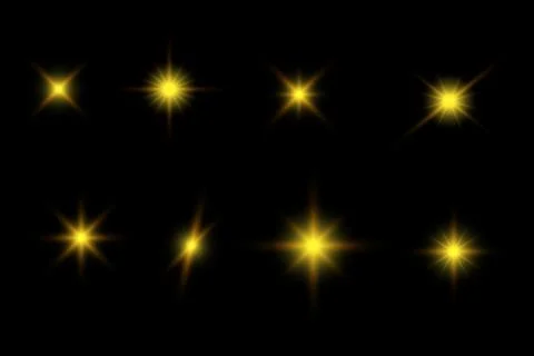 Yellow Sparkles on Black Background Stock Illustration