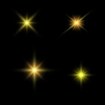 Yellow Sparkles on Black Background Stock Illustration
