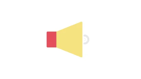 Yellow speaker icon on a red and black background, symbolizing audio or sou.. Stock Footage 333233371