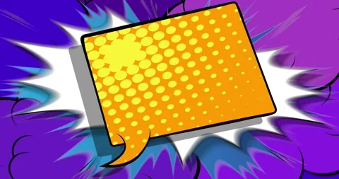 Yellow speech bubble on blue purple comic book background Stock Footage 265493459