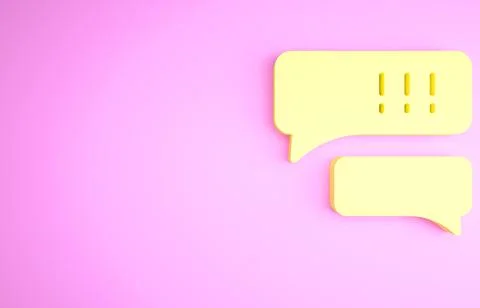 Yellow Speech bubble chat about baseball game icon isolated on pink background Stock Illustration